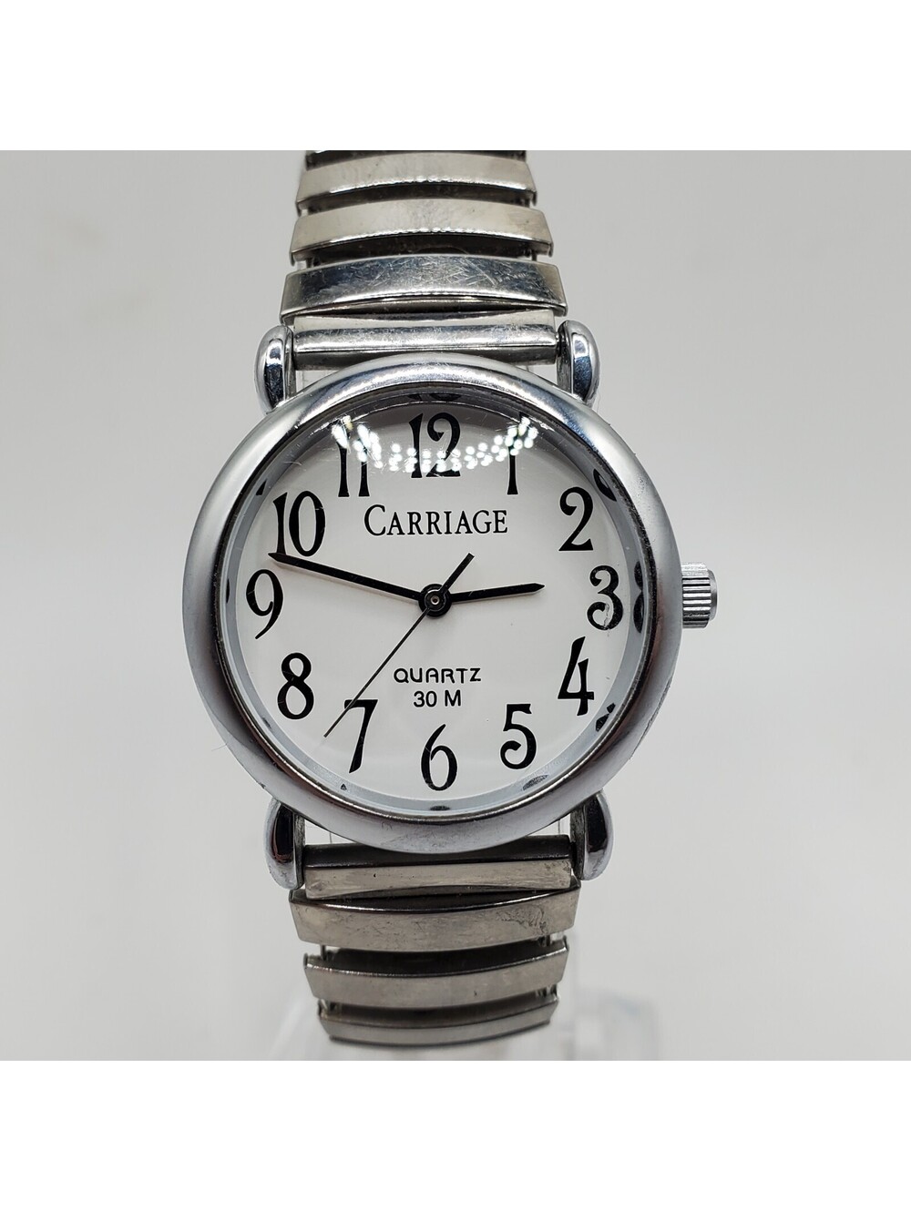 Timex Carriage Womens Watch 29mm Silver Tone Stretch Band New Battery